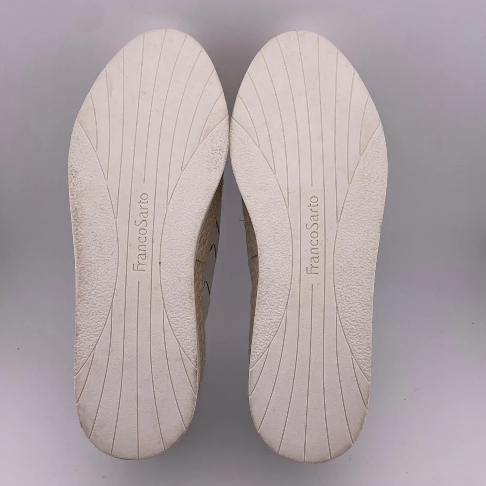 Franco Sarto White Woven Leather Platform Espadrille Slip On Sneakers Women's 8M
